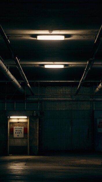 empty indoor parking cars in the morning