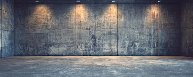 Photo empty industrial room with concrete walls and spotlights shining