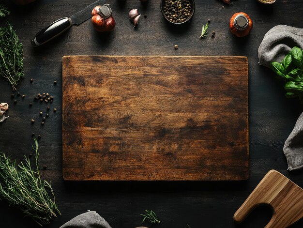 Photo empty large chopping table top view