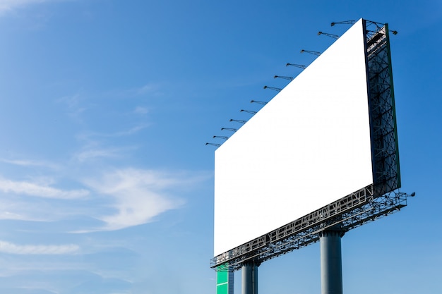 Empty large white advertising billboard