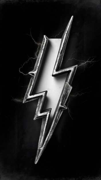 Empty lightning bolt frame on black background