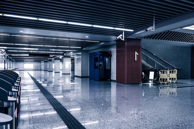 Empty long corridor in the modern office building.