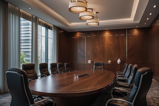 Empty luxurius office room interior decore Boardroom Meeting with all business partner