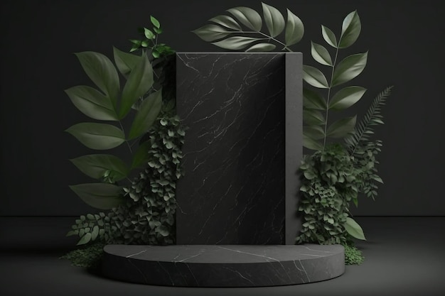 Empty marble podium background Created with generative Ai technology