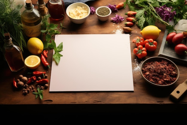 empty menu board on the food ingredient mockup blank of info banner Generative AI