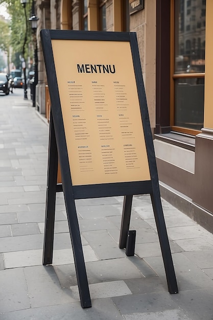 Photo empty menu board standing on the street