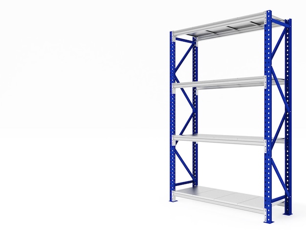 Empty metal rack shelves Shelf Industrial on the white background 3D illustration