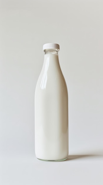 Photo empty milk bottle on white background stock blank bottle