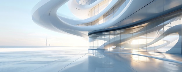 Empty minimal abstract architecture building interior or exterior concrete design with open space floor courtyard white showcase area and curved walls museum plaza display showroom mockup background