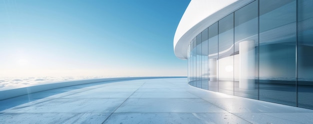 Empty minimal abstract architecture building interior or exterior concrete design with open space floor courtyard white showcase area and curved walls museum plaza display showroom mockup background