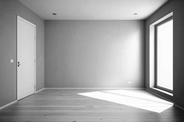 Empty mockup room Empty room with light gray walls and hardwood floor Loft