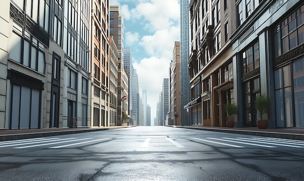 Empty Modern City Street for Automotive Advertising