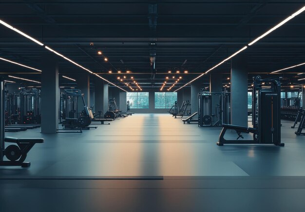 Photo empty modern gym with fitness equipment