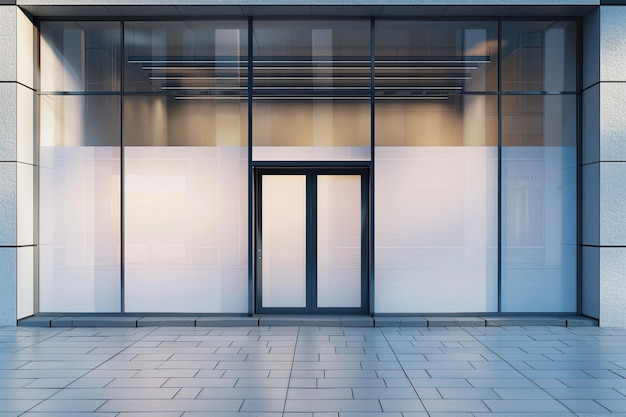 Empty Modern Retail Storefront in City with Glass Windows