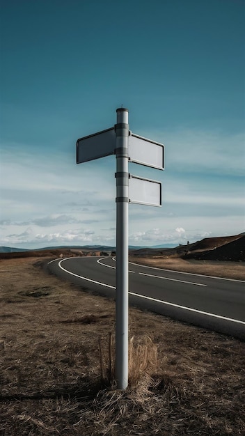 Empty modern signpost on roadside