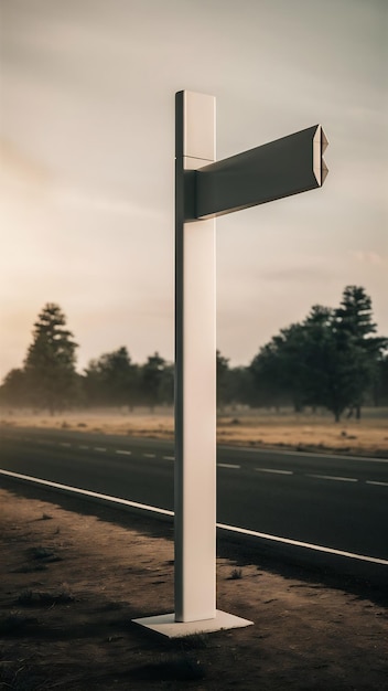 Empty modern signpost on roadside