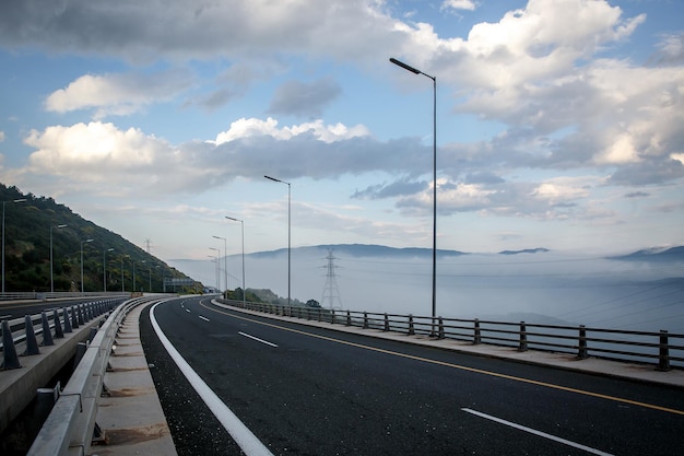 Empty mountain highway in Greece