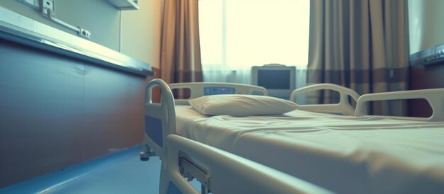 Empty and no patient stay a room with bed in hospital AI generated image