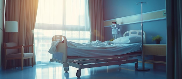 Empty and no patient stay a room with bed in hospital AI generated image