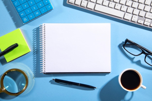 Empty notepad computer keyboard and other business objects