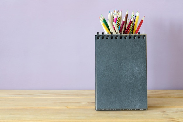 An empty open notebook on the table