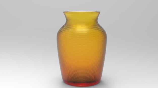 empty orange glass vase isolated on white backlighted background and  3d rendering.