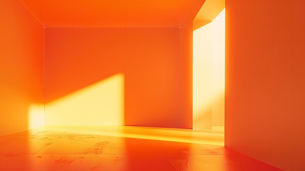 Empty orange room with deep artistic shadow Minimalistic space concept Generative AI