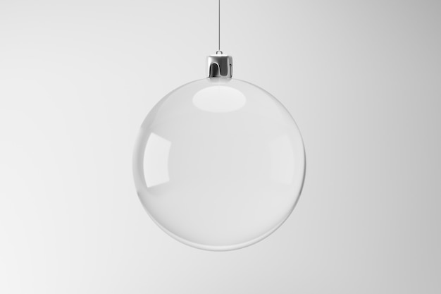 Empty ornament hanging on white background