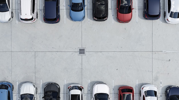 Empty parking lots, aerial view.