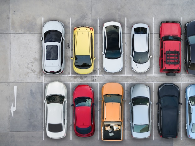 Empty parking lots, aerial view.