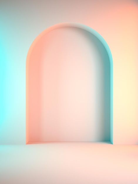 Empty pastel showcase interior room 3d illustration