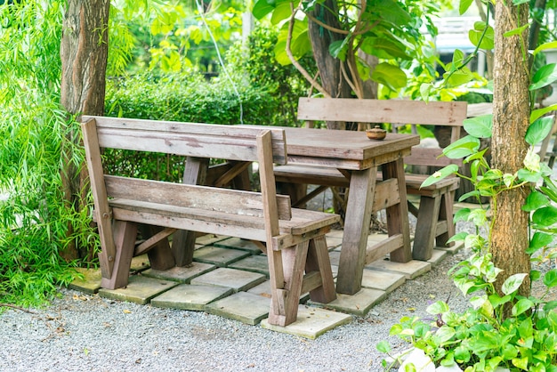 empty patio table set decoration in garden