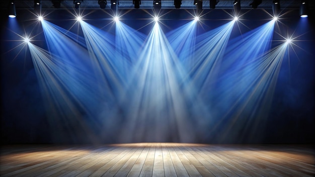 Empty performing stage with bright spotlight shining in background empty show stage setting illuminated lighting empty room spot light space entertainmentstage spotlight