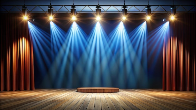 Empty performing stage with spotlight background ready for a show art presentation