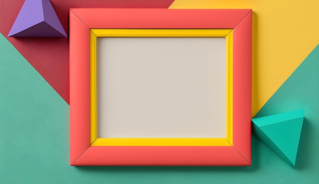 Empty photo frame geometric colorful retro modern minimalist generative ai