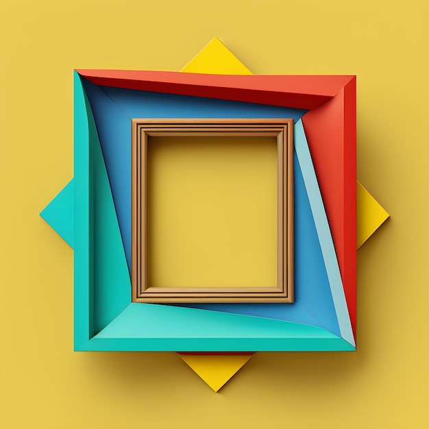 Empty photo frame geometric colorful retro modern minimalist generative ai