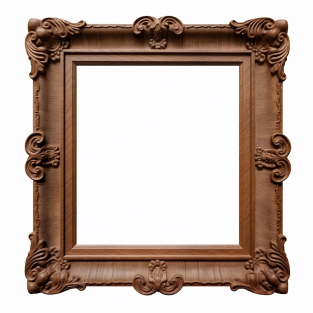 empty photo frame in white background White background picture frame blank ai generated