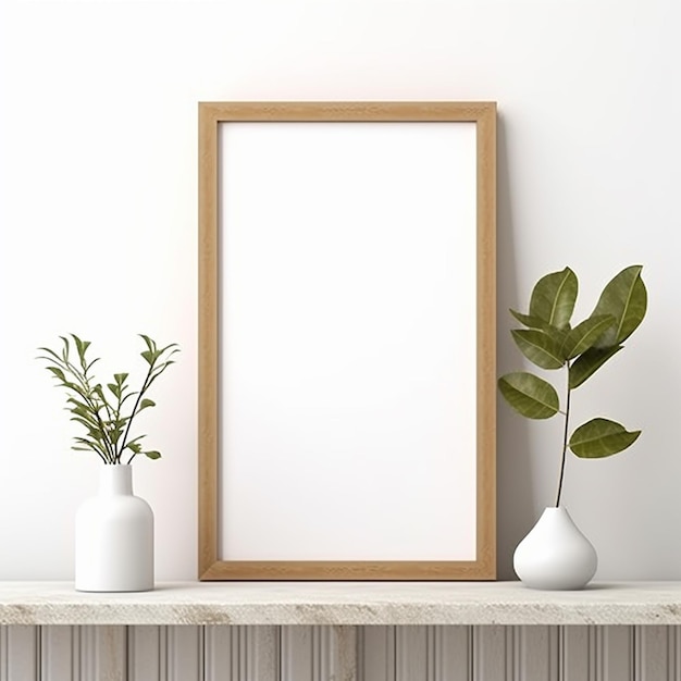 Photo empty photo frame in white background white background picture frame blank ai generated