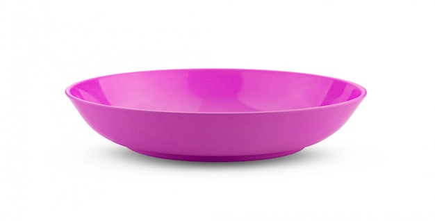 Empty pink bowl on white background