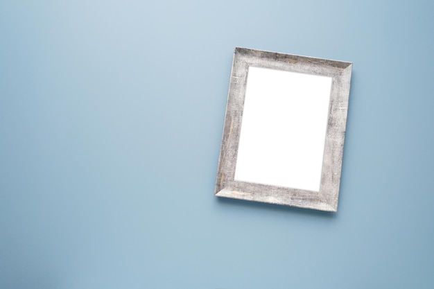 Empty pink wooden frame on grey background copy space for mock up and template