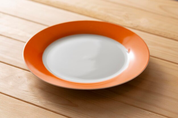 Empty plate on wooden table