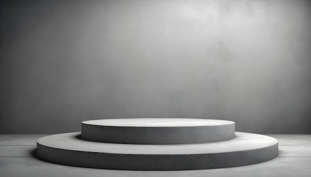 Empty podium cement grey wall background