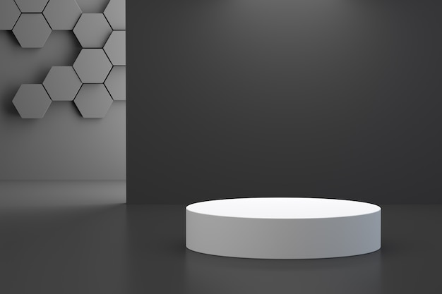 Photo empty podium on dark background. 3d rendering.