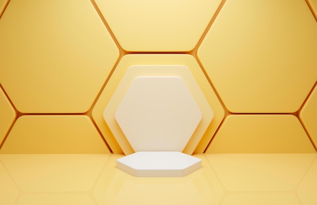 Empty podium in the form of honeycombs for product 3d render