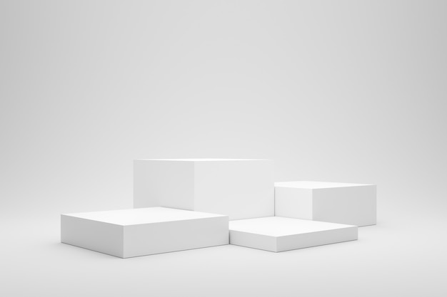 Empty podium or pedestal display on white background with box stand concept. rendering.