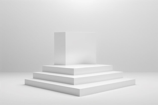 Empty podium or pedestal display on white background with stairway stand concept