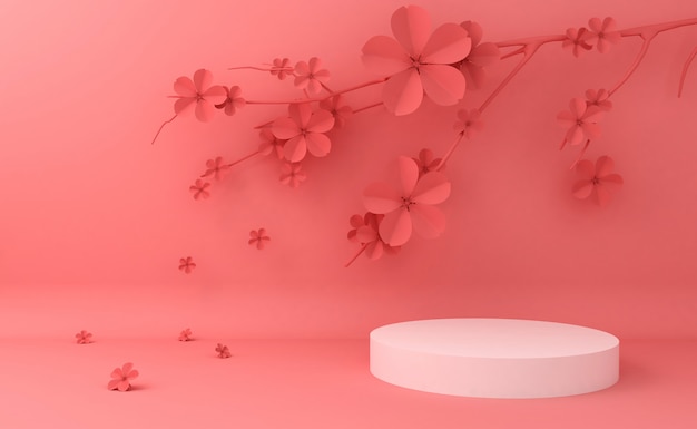 Empty podium showcase for cosmetic product presentation. 3d rendering