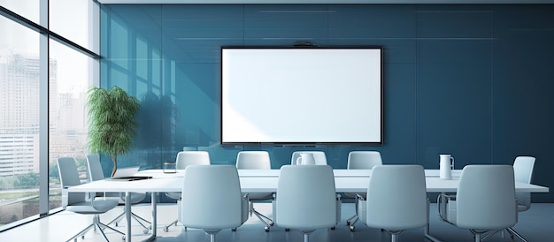 an empty poster in a contemporary conference room