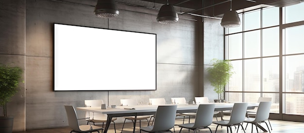 an empty poster in a contemporary conference room