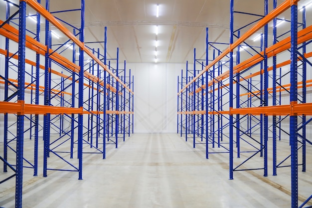 Empty  racks in warehouse industrial